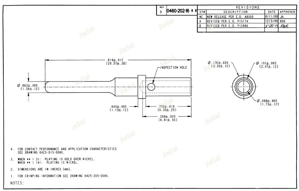 50/100Pcs DT Series Pin Contact 0462-201-16141 0460-202-16141 Stainless Steel 16-20AWG Deutsch Crimp Solid Terminal Female Male