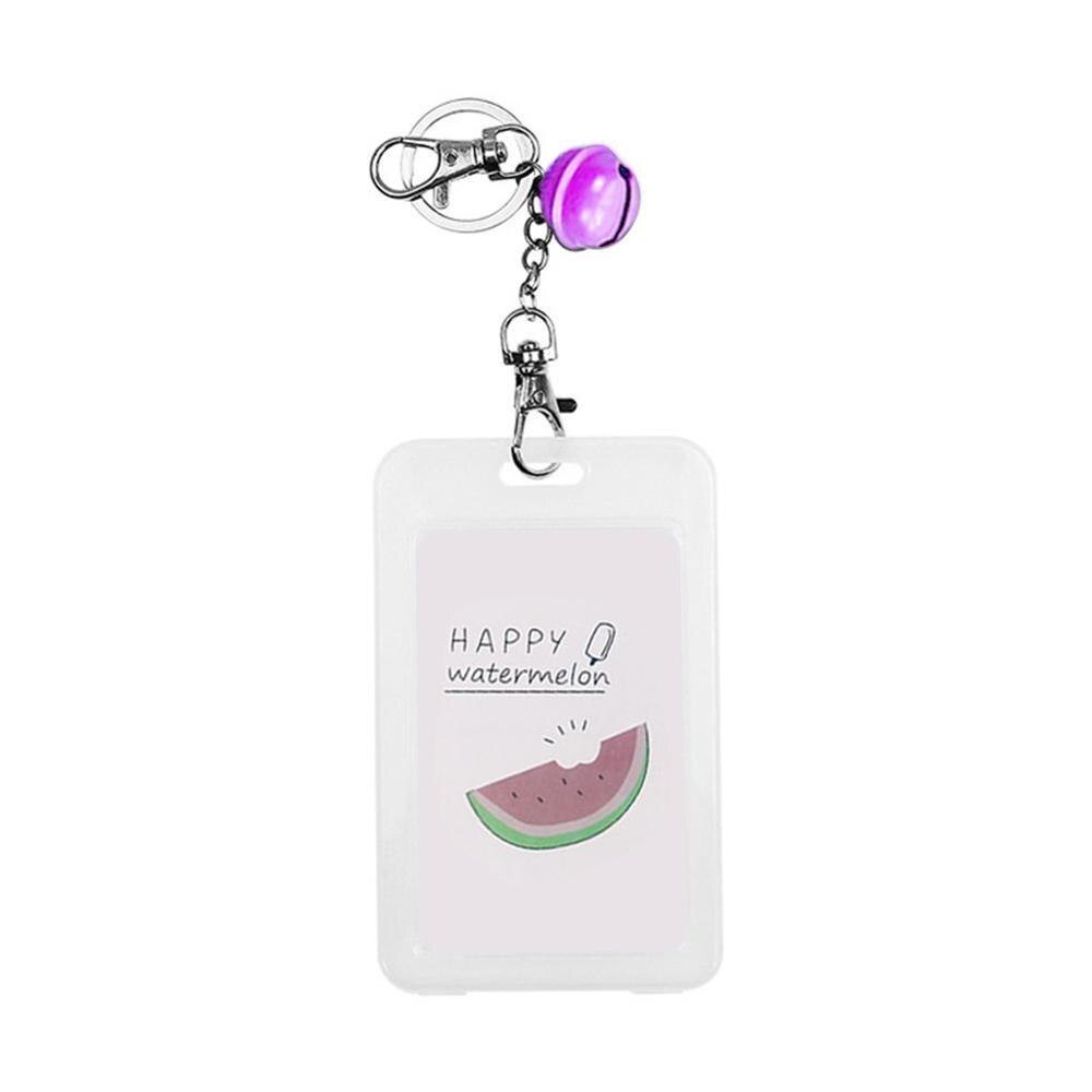 1PC Card Cover with Keyring Chain Card Bag Card Card Holder Bus Pass Plastic Cute Credit ID Cartoon Holder Student K5I9: watermelon