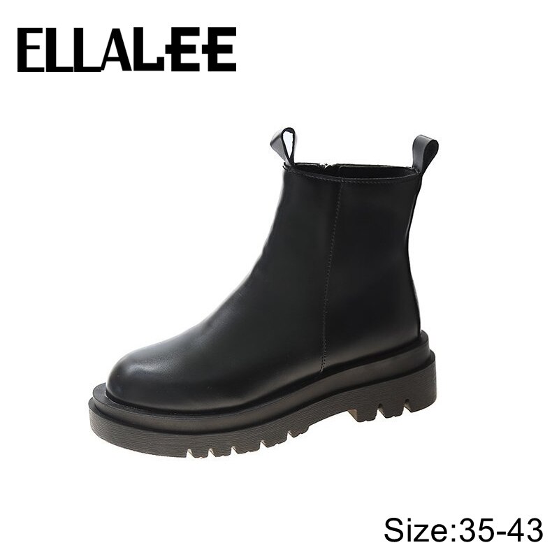ELLALEE grande taille femme grosse botte chaude hiver Martin plate-forme Chelsea Western dames femmes bottines