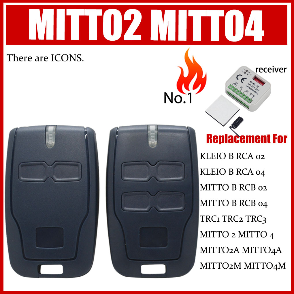 Pilot zdalnego sterowania do bram garażowych B RCB02 RCB04 MITTO 2 4 KLEIO B RCA 02 04 TRC1 TRC2 TRC3 433.92MHz