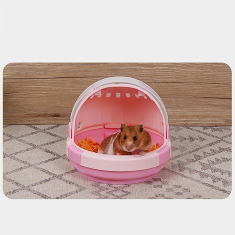 Przenośna klatka zwierzę domowe na zewnątrz pojemnik turystyczny dla chomika jeż świnka morska gniazdo akcesoria dla zwierząt futerał robić przenoszenia z butelką wody: różowy