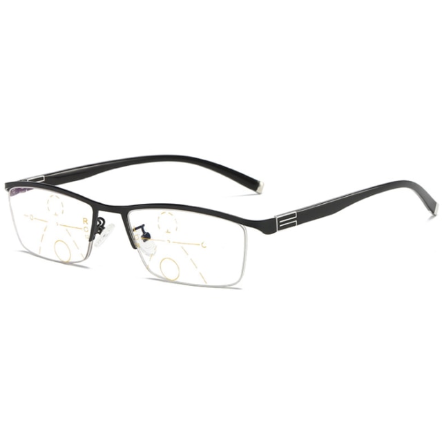 Meekleurende leesbrillen heren halve rand progressieve presbyopiebrillen zonnebrillen verkleuring dioptrieën multifocale brillen: +150 / Zwart