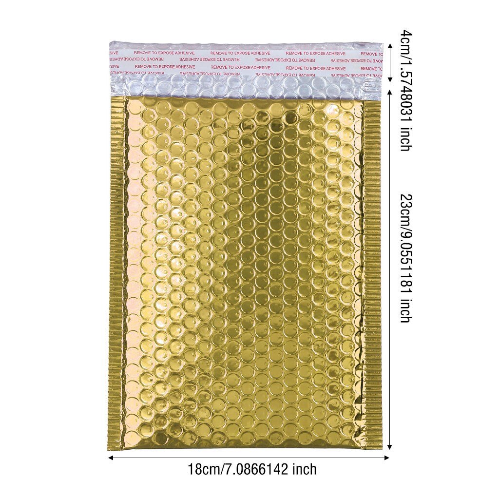 50PCS Gold color Bubble Mailers Padded Envelopes Lined Poly Mailer Self Seal aluminizer Packaging Padded Envelopes: 18x23cm 50pcs