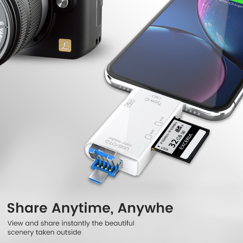 Szybki uniwersalny OTG 6 w 1 wielofunkcyjny czytnik kart USB i USB C i Micro TF Adapter MicroSD do przedłużacza komputera przenośnego