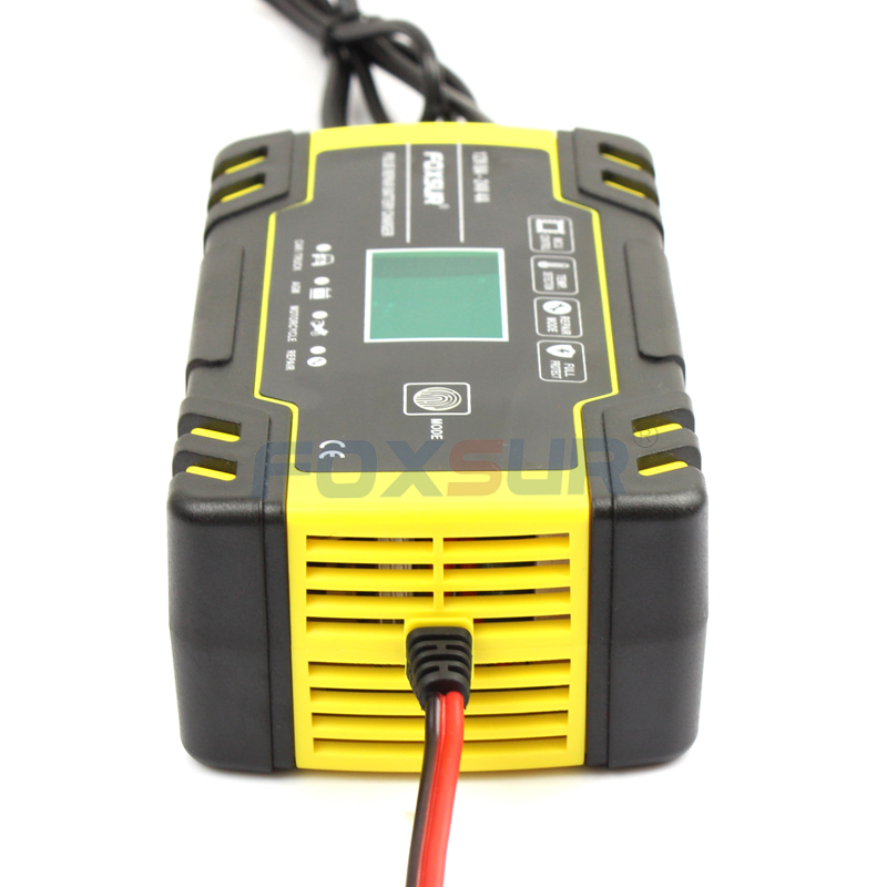 FOXSUR 12V 24V Smart Battery Charger, Car Truck Lead-Acid AGM EFB GEL WET Battery Charger, 100-240V AC input