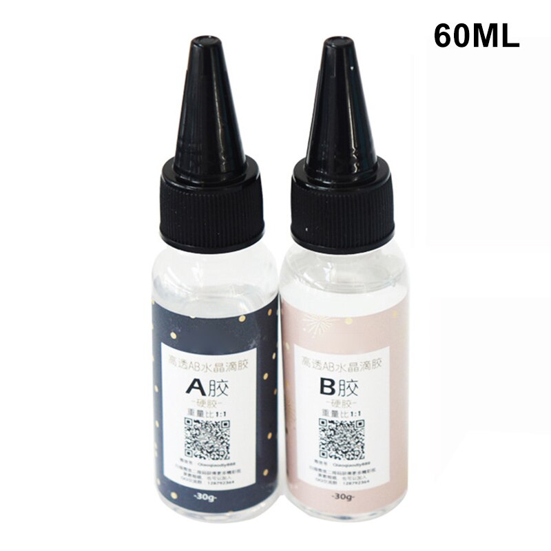 Jewelry Making Resin Epoxy 1:1 AB Crystal Glue High Adhesive Solvent Resistance Anti-yellow Accessories Tool Transparent C66: 60ml