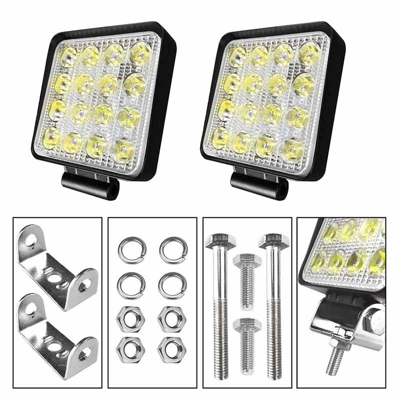 16 led 48w led arbeidslys bar firkantet spotlight 12v 24v offroad led lys bar tåkelys for jeep båt / suv / lastebil tilbehør