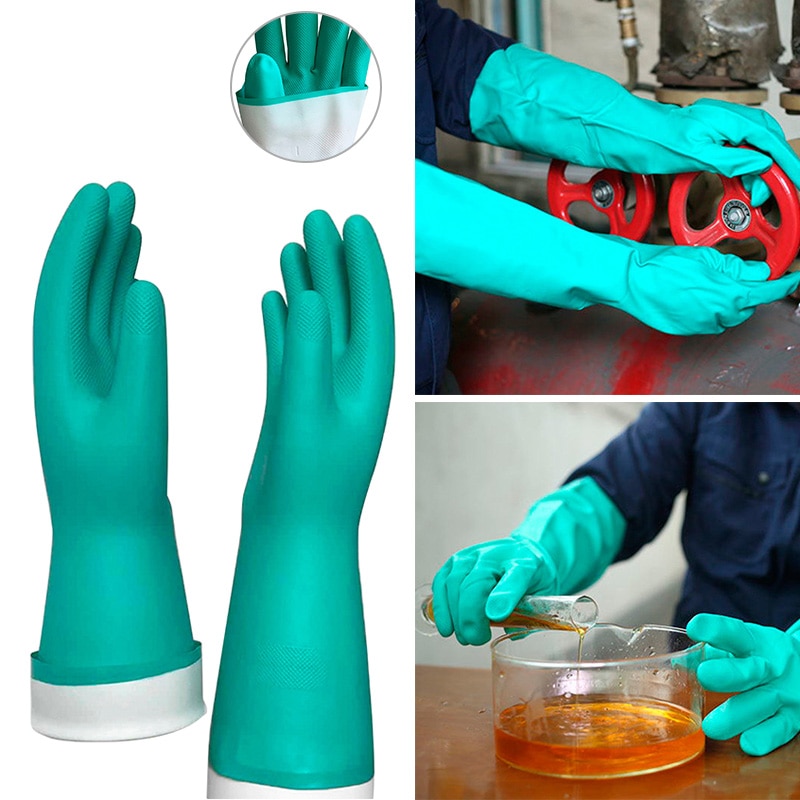 Nitril Cleaning Beschermende Handschoenen Chemische Slip Handschoenen Waterdicht Herbruikbare Nitril Rubber Huishoudelijke Industriële Handschoenen H9F