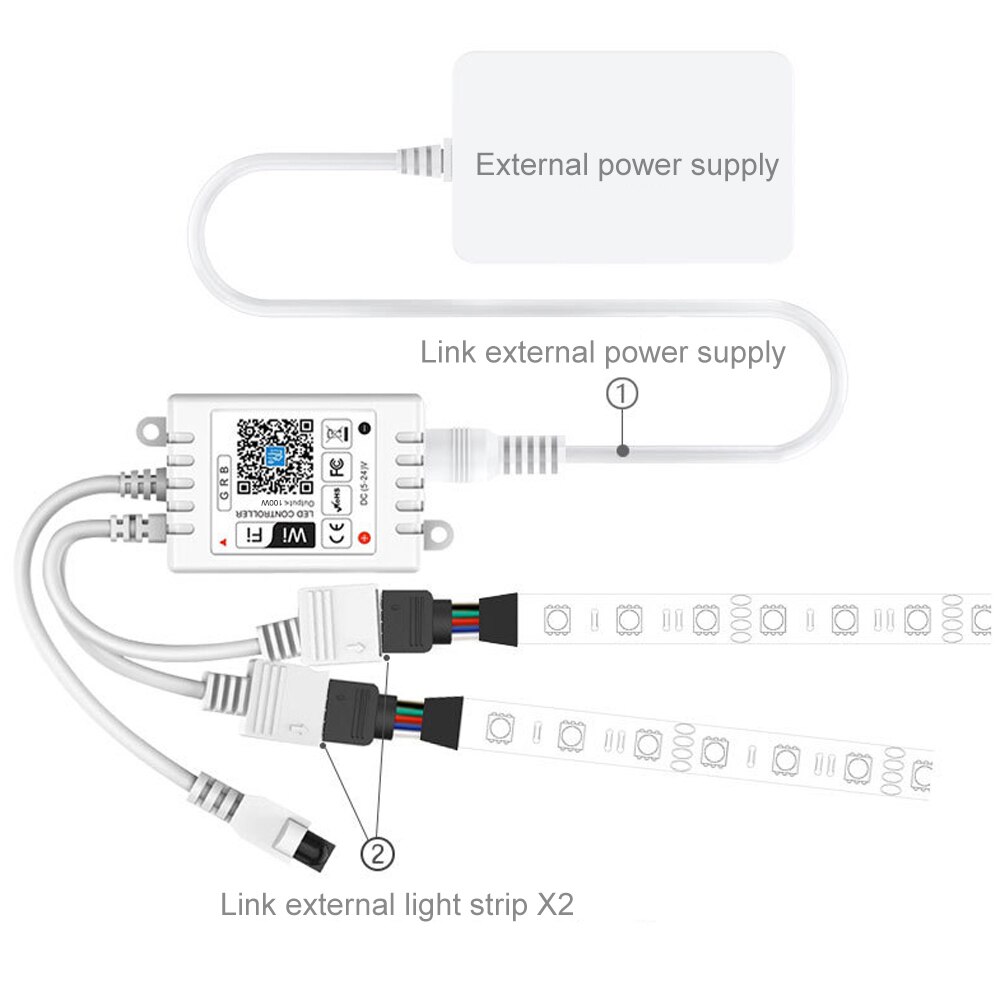 Magic Home-tira de luces LED RGB con Control remoto, 5-28V, Wifi, IR, 24 teclas, 2 vías de salida, APP, lámparas inteligentes