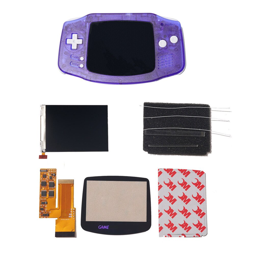 IPS V2 LCD Kits mit keine muss pre-cut schalen für GBA Hintergrundbeleuchtung V2 Bildschirm 10 Ebenen Hohe Helligkeit für Gameboy voraus nintend: midnight blue