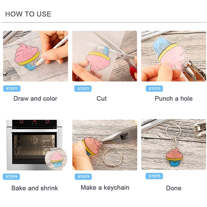 198 sztuk Shrinky Dinks zestaw z tworzywa sztucznego arkusz termokurczliwy papier artystyczny dziurkacz breloki ołówki rysunek dostaw kreatywny uroki producent