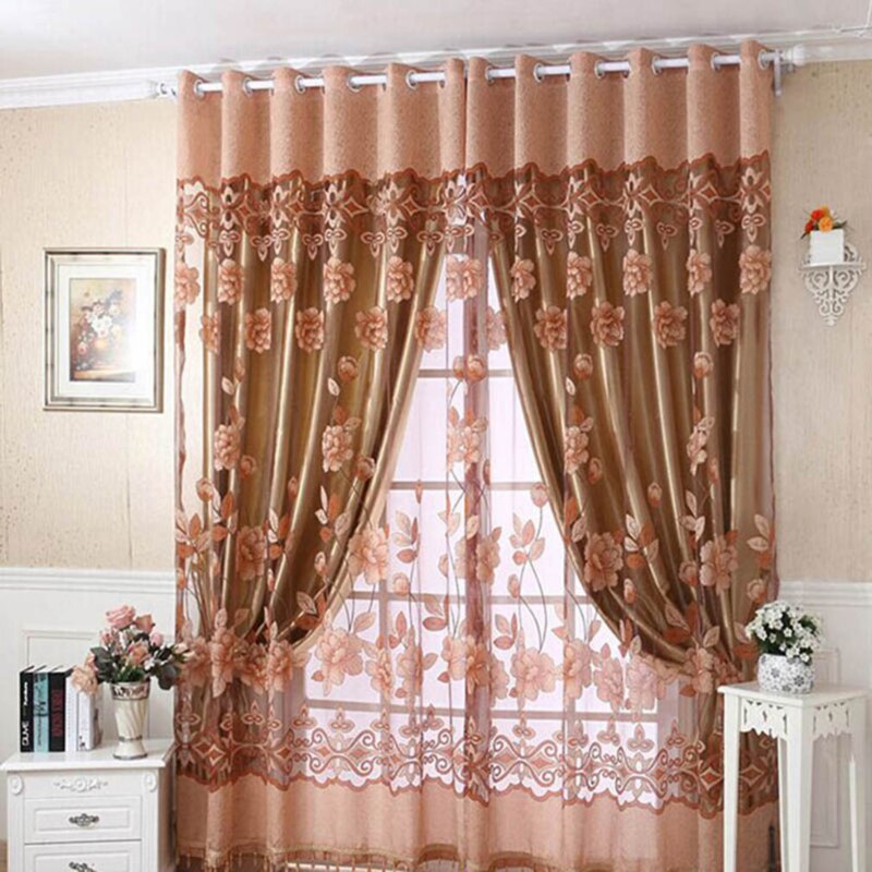 Modern Purple Blackout Curtains For Living Room Bedroom Windows Sheer Tulle Drapes Splice Home Decoration: coffee