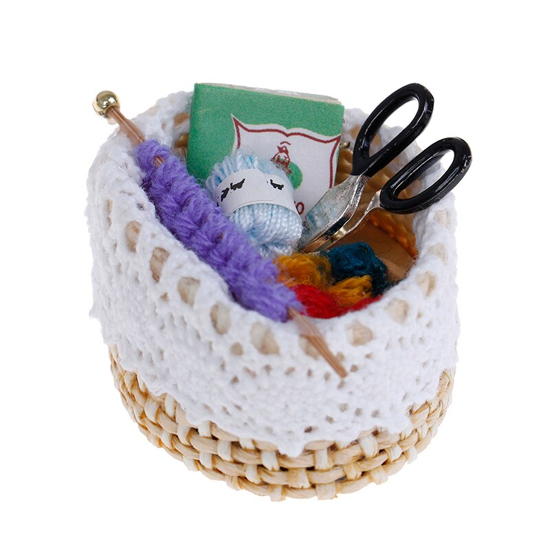 1:12 Doll Pretend Toy Mini Wool Knitting Tool For Families Collectible Dollhouse Miniature