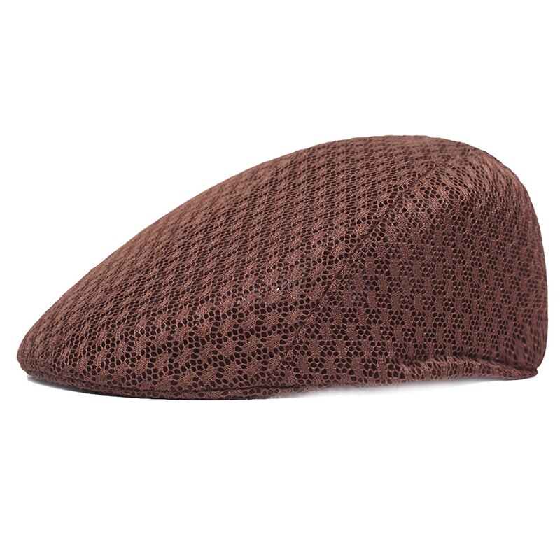 Novedad de , gorras tipo boina de verano informales a la para hombres, gorras con visera de malla, boinas de rejilla, sombreros, gorro transpirable ajustable: coffee