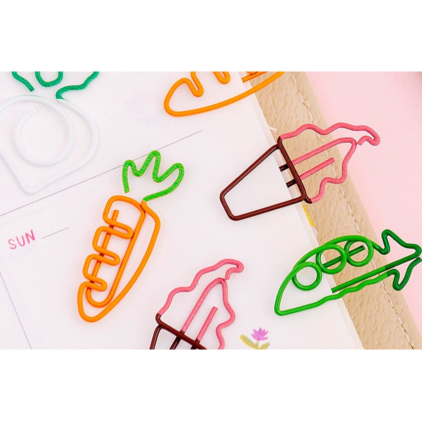 Paquete de 5 unidades de pinzas de papel con dibujos de frutas, artículos de papelería para estudiantes, escuela y oficina