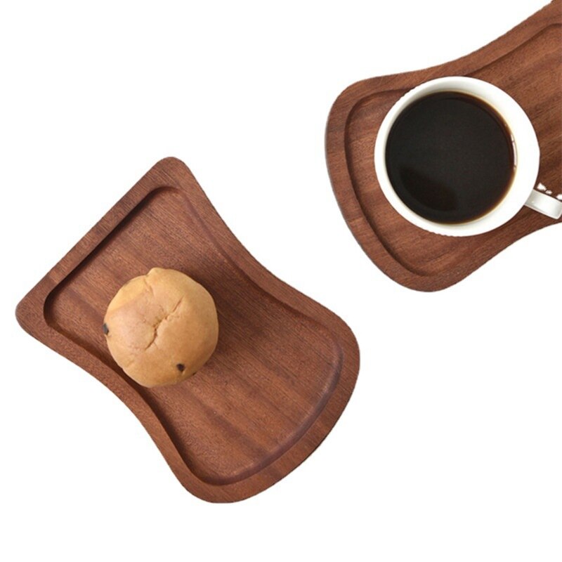 4 Shapes Wooden Serving Trays Plate Tea Dessert Dinner Breads Fruits Snack Food Display Dishes Trays for Kitchen