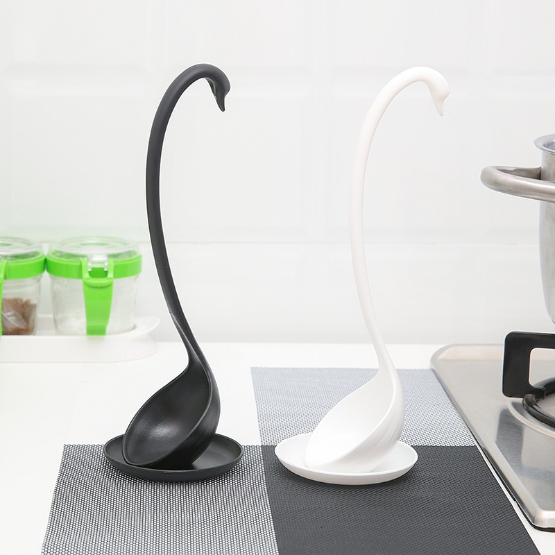 Swan Ladle Spoons Food-grade PP Cute Swan Shaped Soup Spoons Long Handled Tableware Dinnerware Kitchen Cooking Tools Table Decor