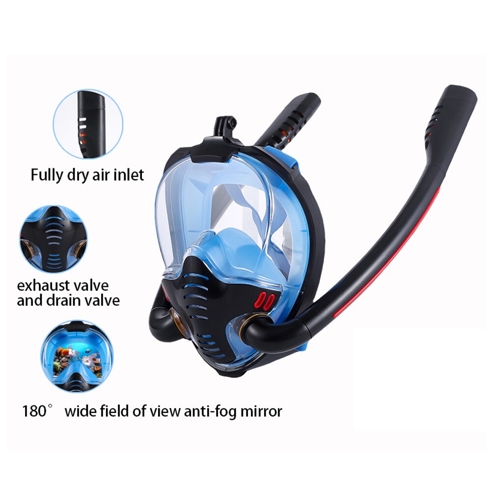 Snorkelen Masker Dubbele Buis Siliconen Vol Droge Duikbril Volwassenen Zwemmen Masker Duikbril Onderwater Ademhalingsapparatuur