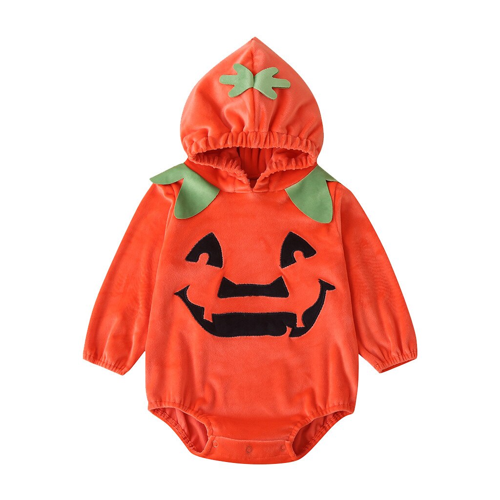 Mon premier Halloween 3m-24m bébé barboteuse -né bébé garçons filles à manches longues Halloween citrouille veste à capuche barboteuse -né salopette @ 46: 18M