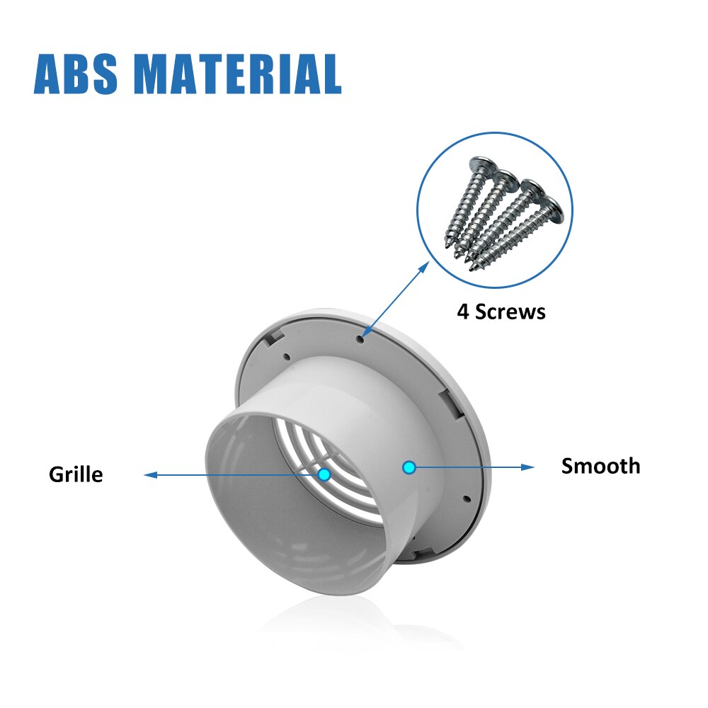 4" 100mm Air Vent Grille Ventilation Ceiling Wall Mount Air Vent ABS Round