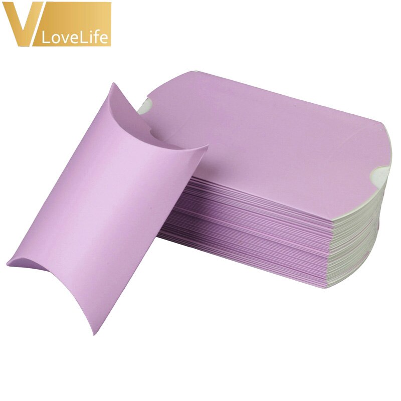 Kussen Wedding Party Favor Papier Box Dozen Snoep Supply Accessoires Gunst Kraftpapier Geschenkdozen 100Pcs: Lavender