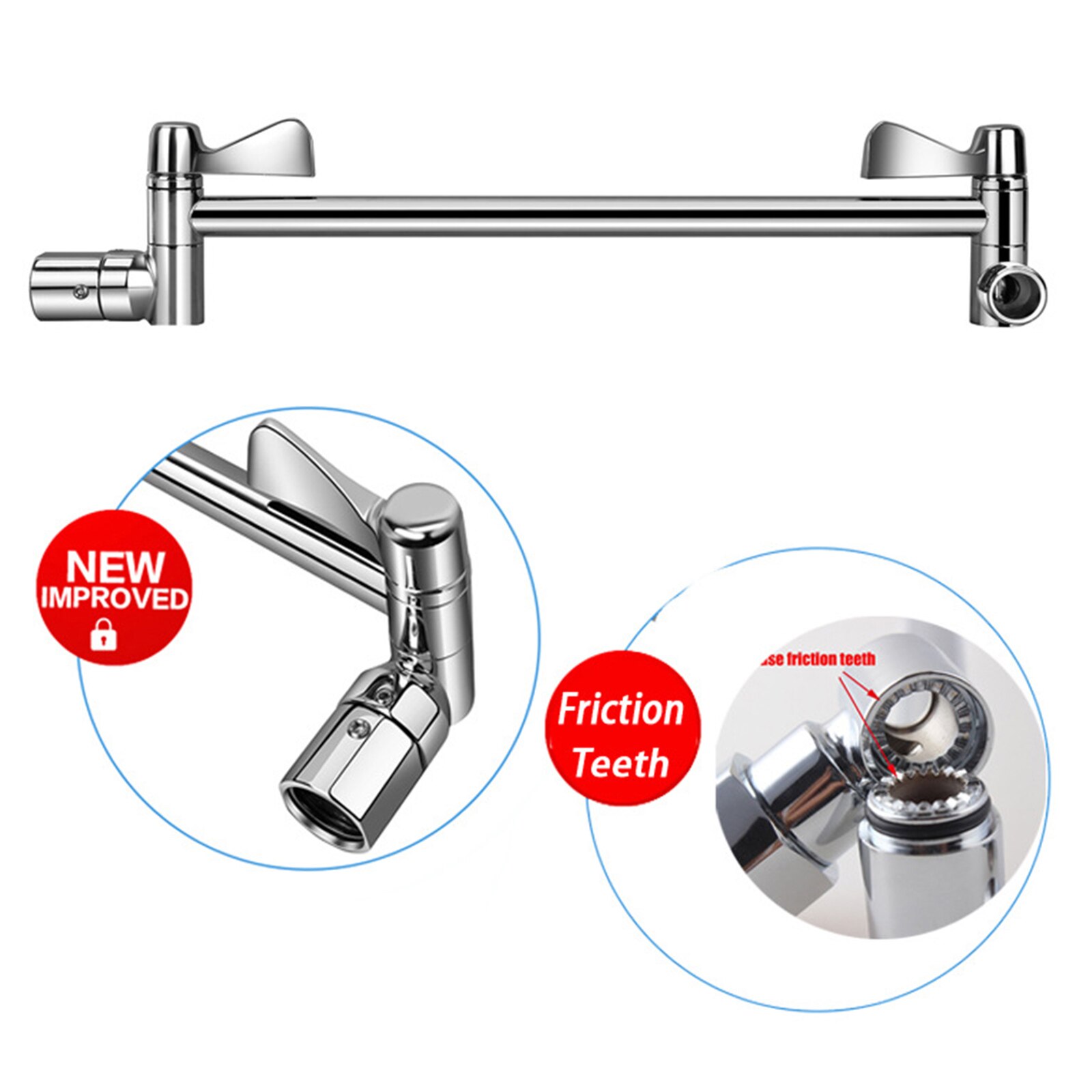 Shower Head Spray Connection,Adjustable Elbow Shower Arm Bracket,with Tooth Extension Rod,Bathroom Accessories