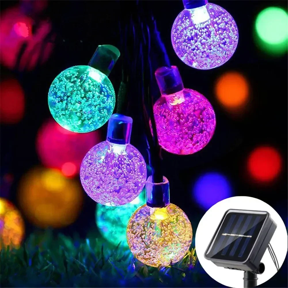 Solar String Lights Garden 100/50/20 LED Outdoor Crystal Ball Fairy Light Home Patio Yard Decoration Lamp Garden Garland: green / 11-15W