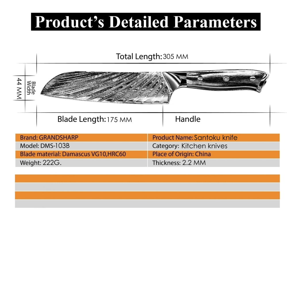 Santoku Knife 6.9" Japanese Kitchen Knife vg10 Japanese Damascus Steel Home Improvement Cutlery Chef Knives Cutting Slicing Tool