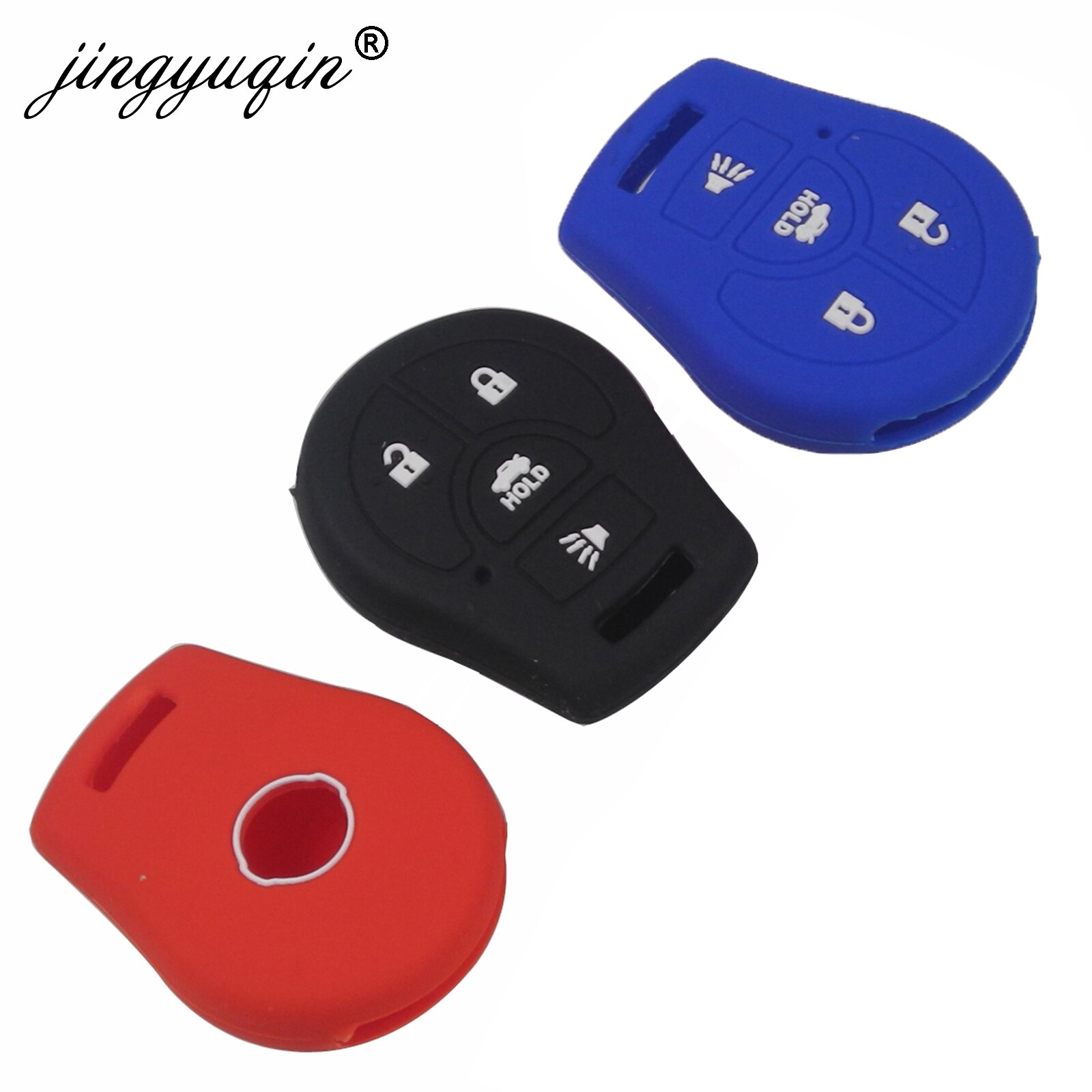 jingyuqin Silicone Soft Rubber Car Key Fob Case For Nissan Juke Micra Qashqai March Tiida 2/3/4 Button Car Key Cover Holder