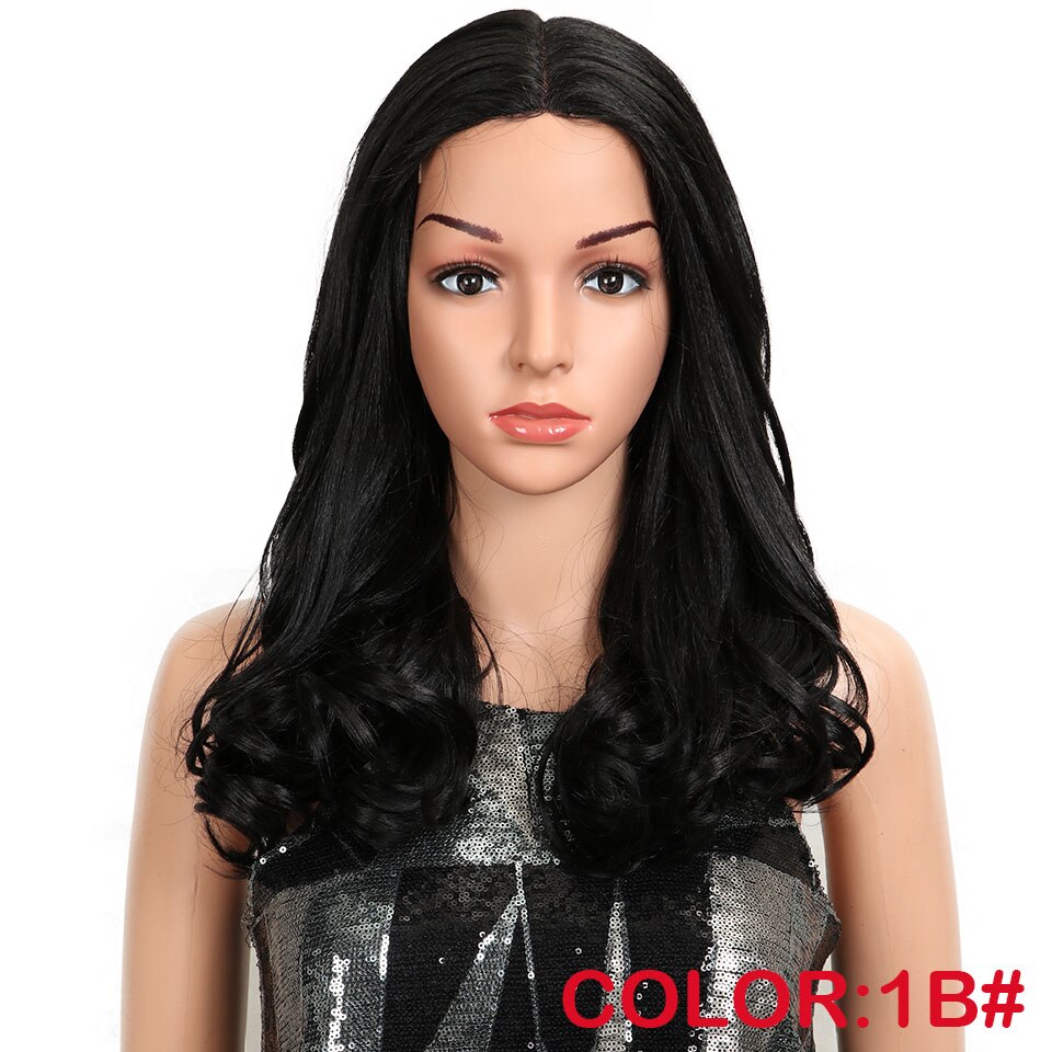 MAGIC Hair Synthetic Lace Front Wigs For Black Woman Ombre Natural Wave 20"Inch Bob Wigs Heat Resistant I Part Wig For Women: 1B
