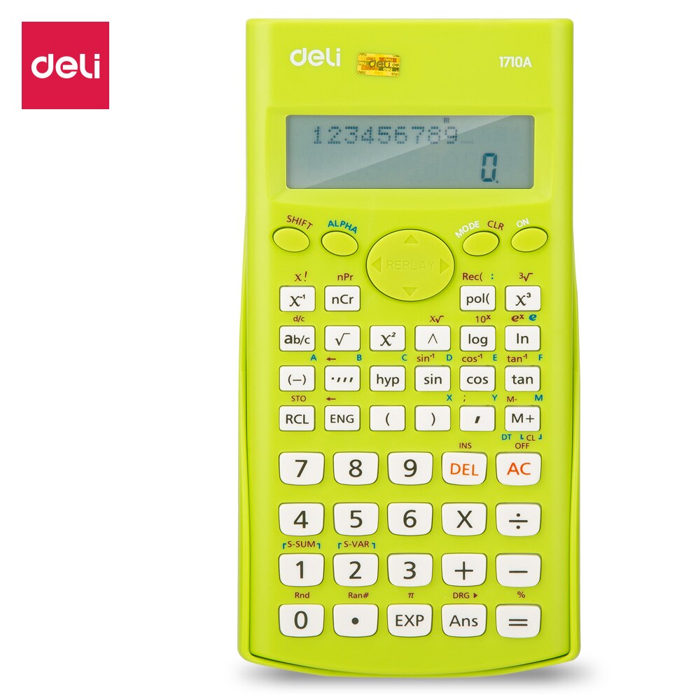Deli 240 Functions Scientific Calculator Engineer Calculator student 10 + 2 Digits Blue Green Pink E1710A: Green