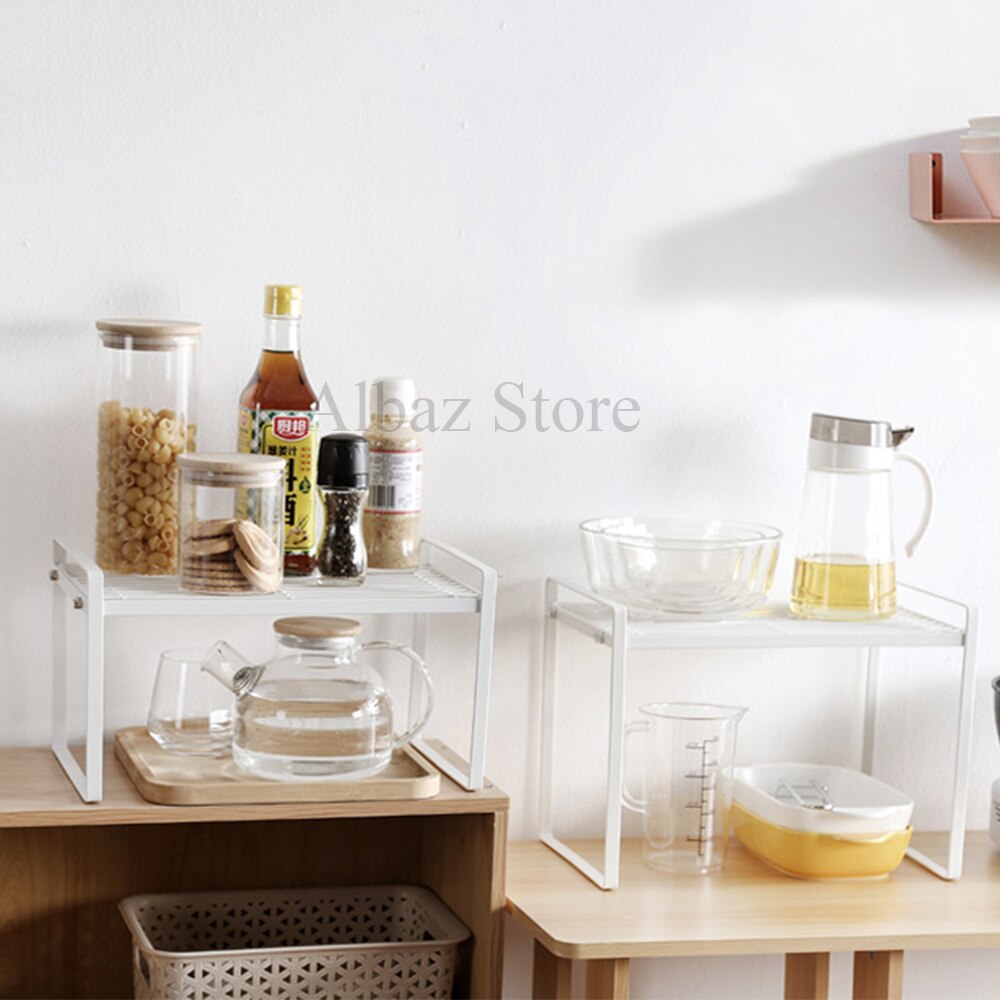 Kitchen Organizer Cabinet Layered Shelves Desktop Storage Cabinets Kitchen Gadget Supplies Storage Rack Spice Jar Cabinet Shelf
