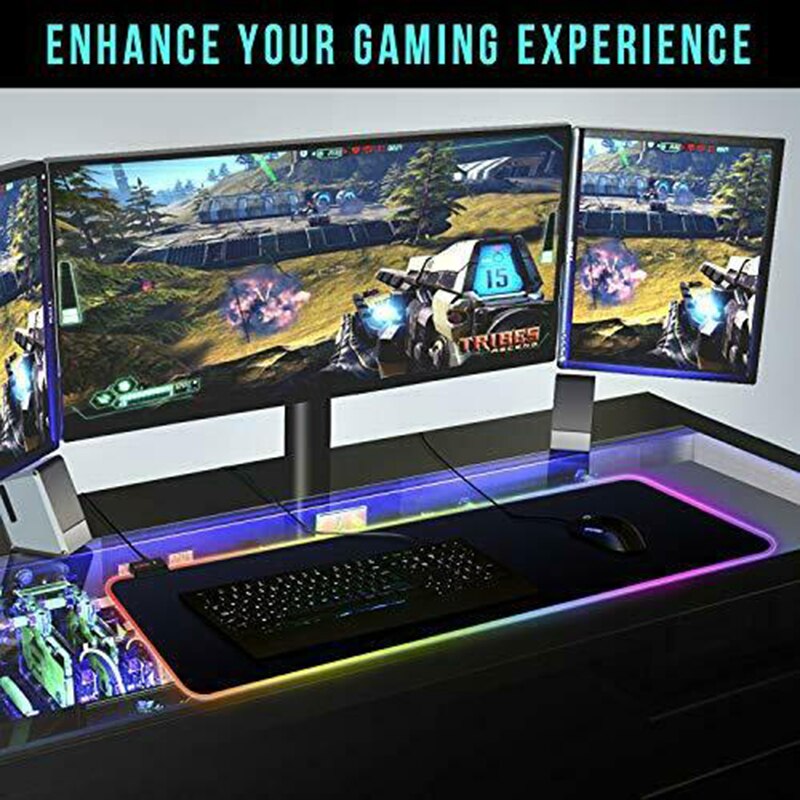 RGB Gaming Mouse Pad Large Mouse Pad Gamer LED Computer Mouse Keyboard Mat with Backlight