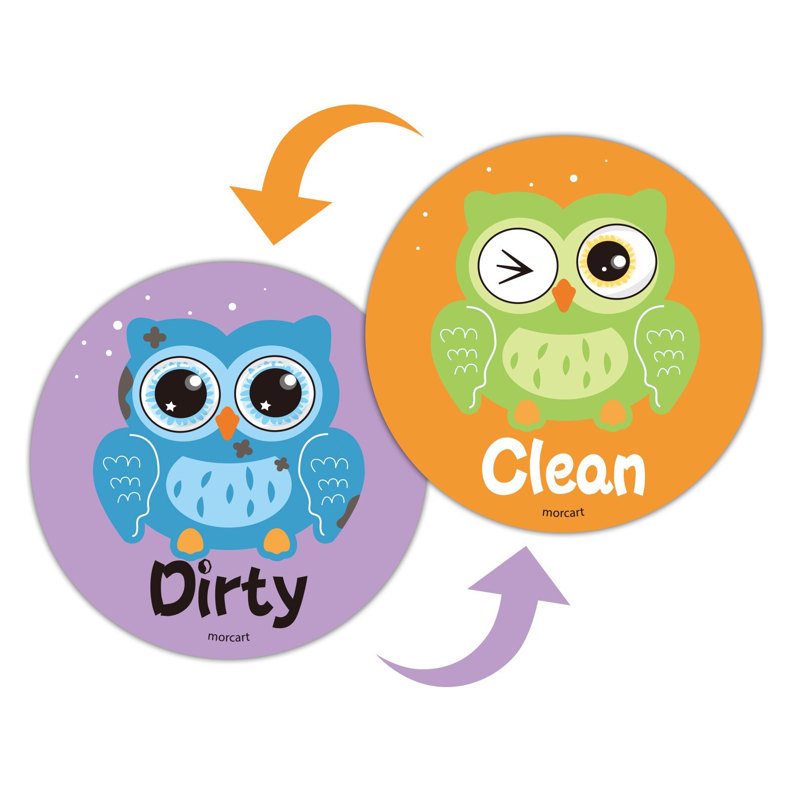 25# Powerful Kitchen Flip Magnet Dishwasher Indicator With Adhesive Magnetic Sheet Cute Cartoon Funny Dishwasher Magnet Sided