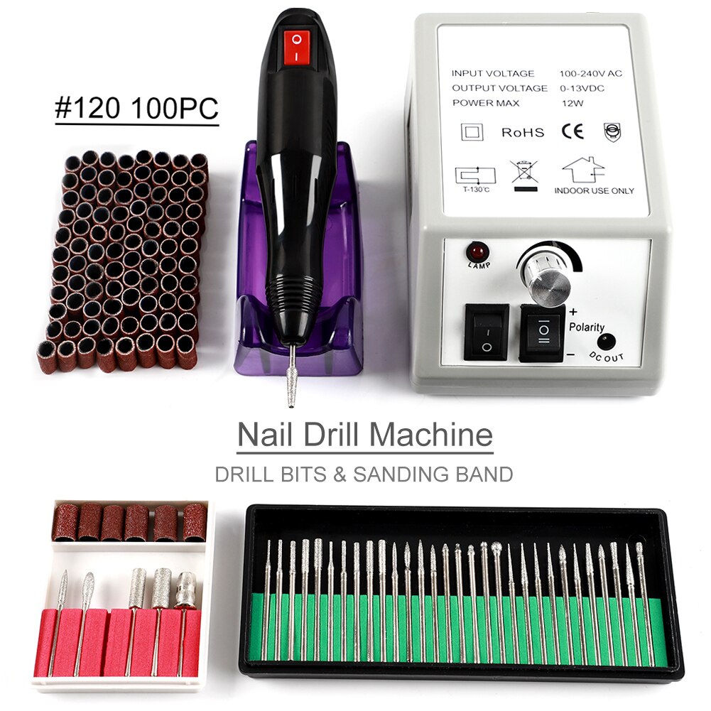 Coscelia Elektrische Nail Boor Manicure Machine Set Voor Gel Nagellak Verwijderen Met Frees Boren Schuren Bands Gereedschap: 120 sanding set