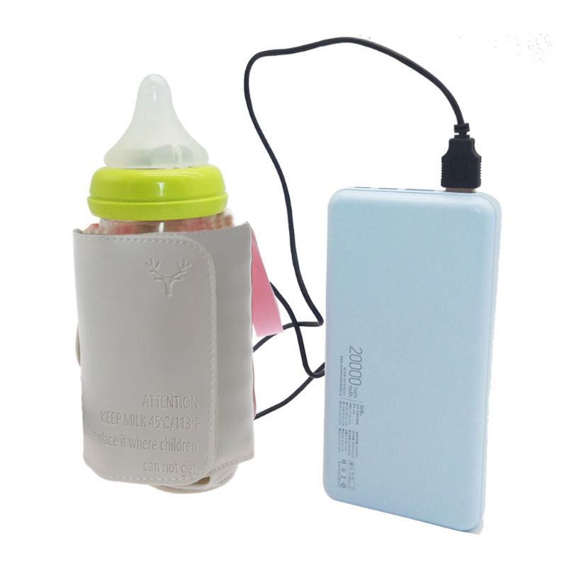 Usb-opladning babyflaske opvarmet dækning nyfødt babyflaske fodring isoleret taske bærbar spædbarn mælk fodring varmere