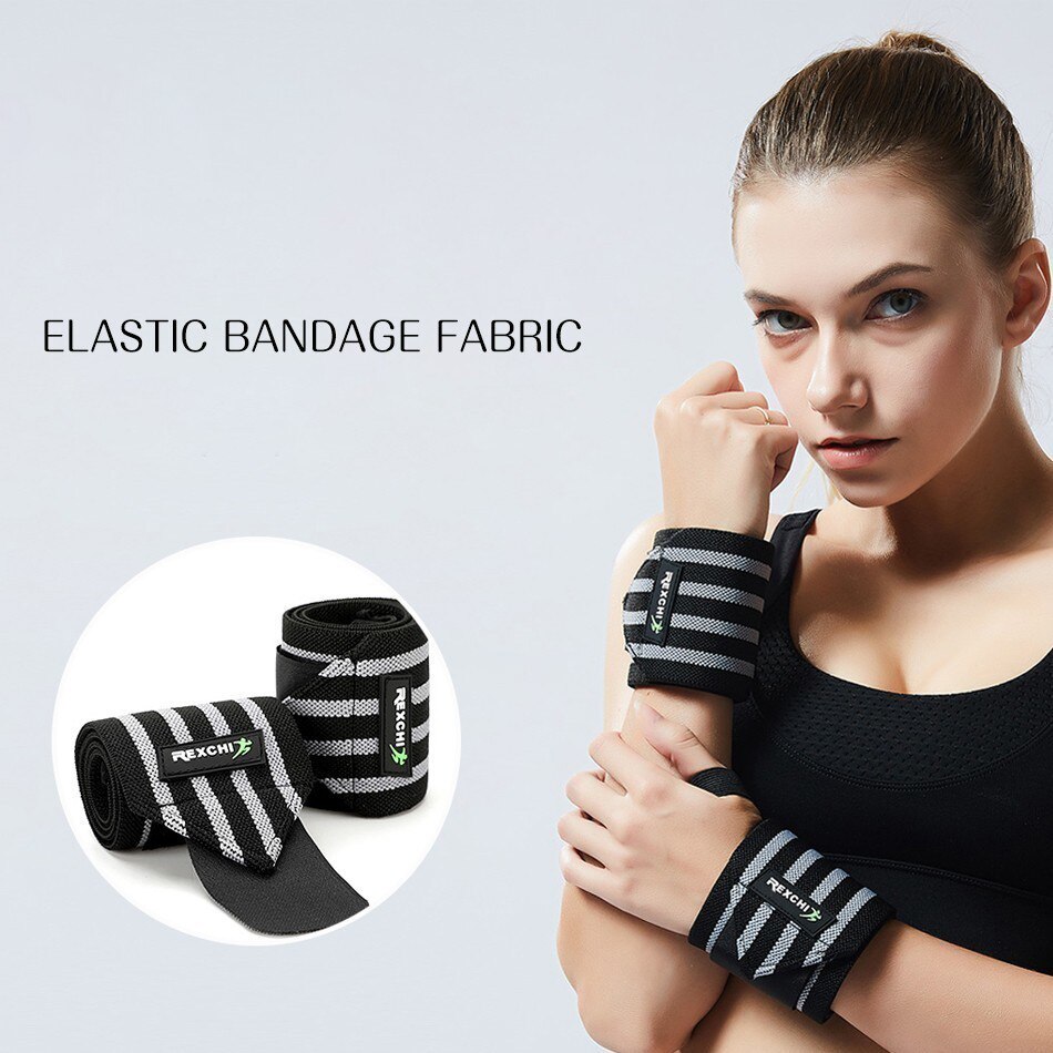 1 par justerbart armband stöd sport säkerhet elastiska handledslindor bandage hängslen för gym fitness power tyngdlyftning