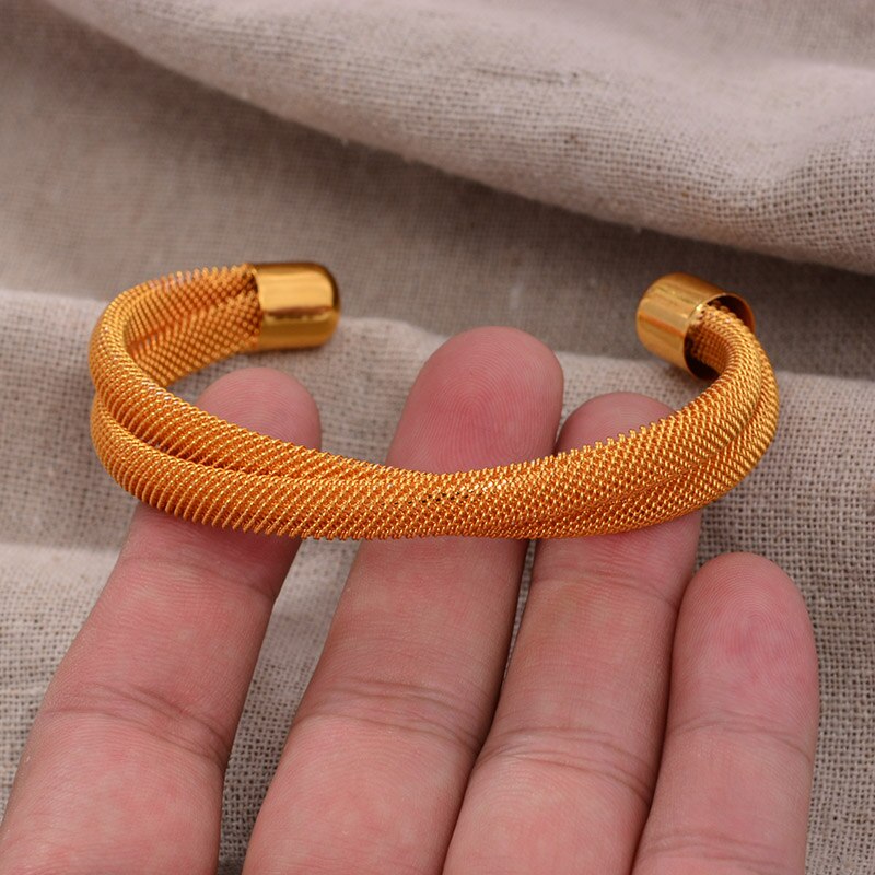 24k 4 stk / lot dubai guld baby armbånd smykker til kvinder piger 24k guldfarve etiopiske armbånd armbånd smykker