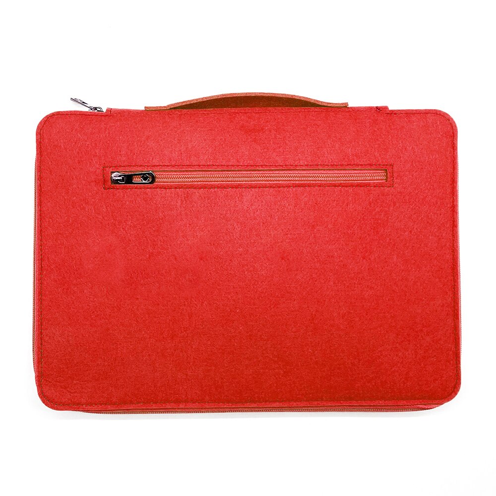 A4 wool felt Document Organizer Folder Padfolio Multifunction Business Holder Case Ipad Bag Office Filing Briefcase Storage: Red