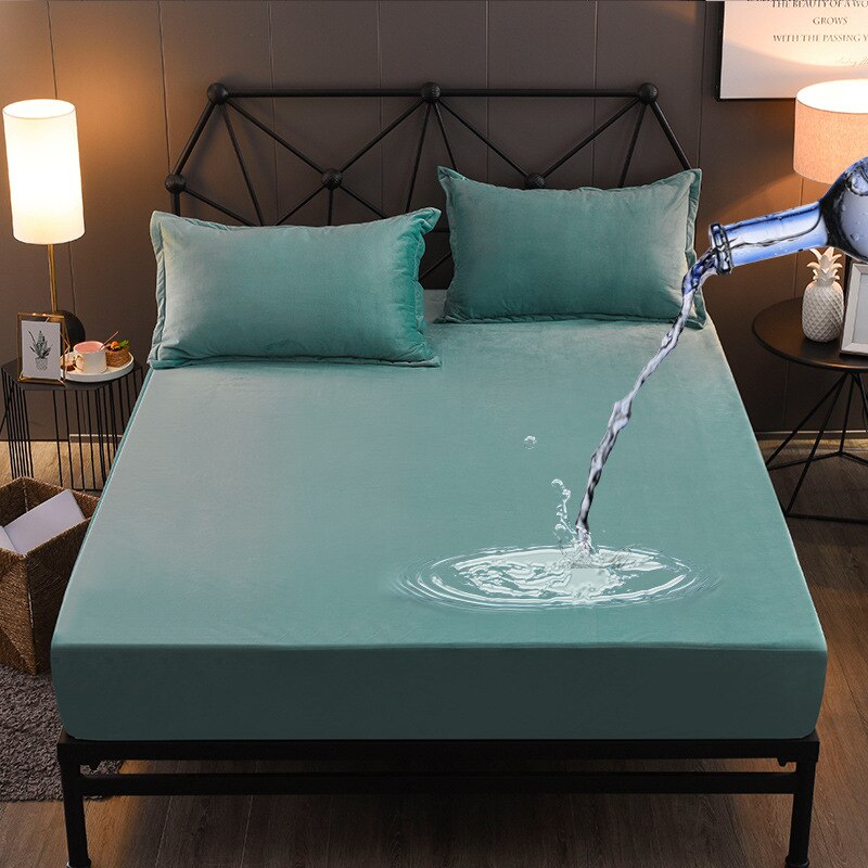 Sängynpäällinen kristalli sametti patjapehmuste patjapehmuste patjan päällinen suoja elastinen silinteri punkkien torjunta kaksoissänkyyn sovitetut lakanat: Vihreä / 180 x 200 x 30cm
