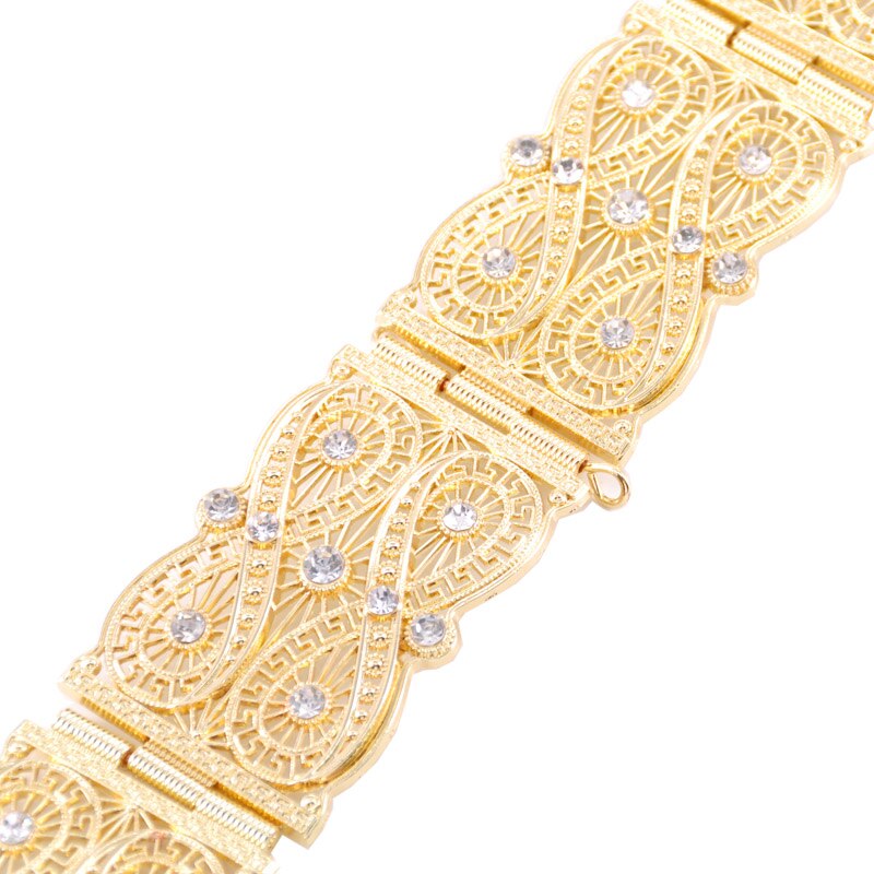 De nieuwste marokkaanse stijl lichaamssieraden buikketting lange mouw dames trouwjurk great wall korrel metalen riem: Goud