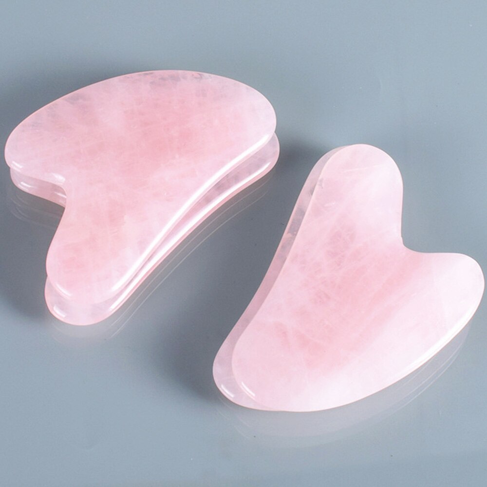 Pierre de Quartz Rose 100% naturelle, Jade, planche de cristal, grattoir Gua Sha, outils de Massage pour le visage, le cou et le dos