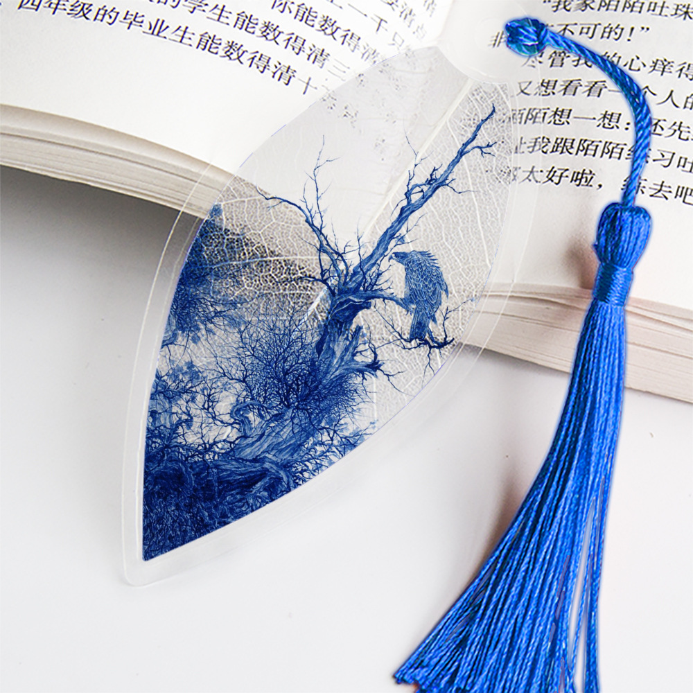 Creatieve Chinese Stijl Bladwijzer Met Kwastjes Mooie Blauw En Wit Porselein Bladader Voor Vriend Student Schoolbenodigdheden: No.9