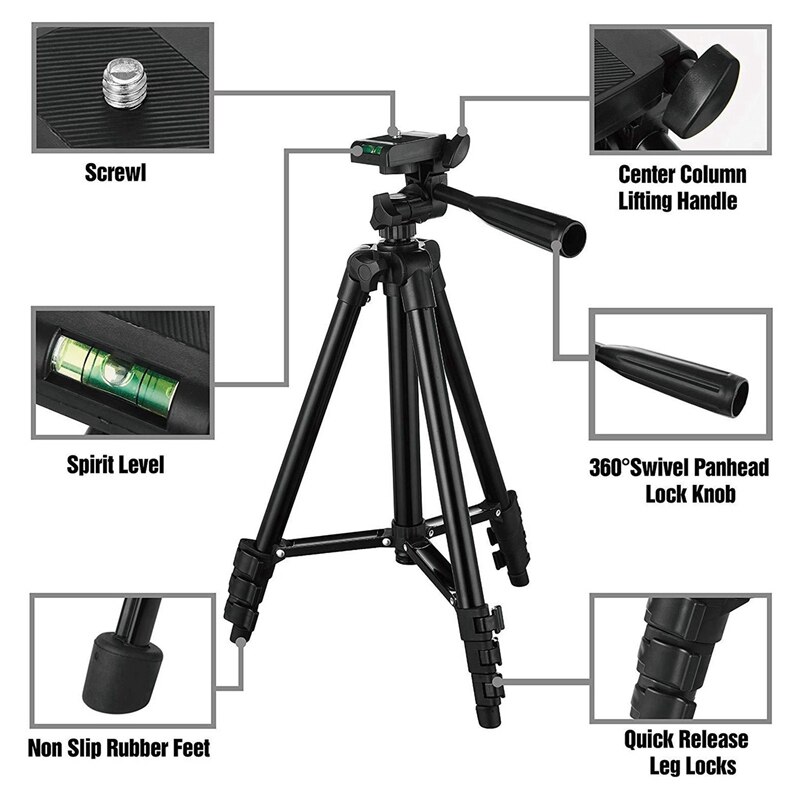 LED Ring Fill Light Bracket, Portable Telescopic Dimmable 16cm Ring Light Mobile Phone Live Tripod