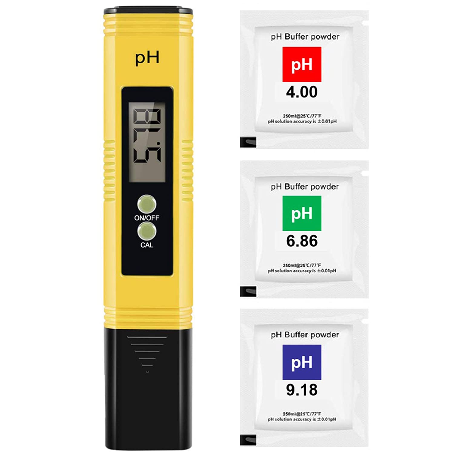 Medidor de PH Digital LCD de alta precisión, probador de agua para agua, comida, acuario, piscina, hidropónica, tamaño de bolsillo, 0-14 PH 0,01: YELLOW