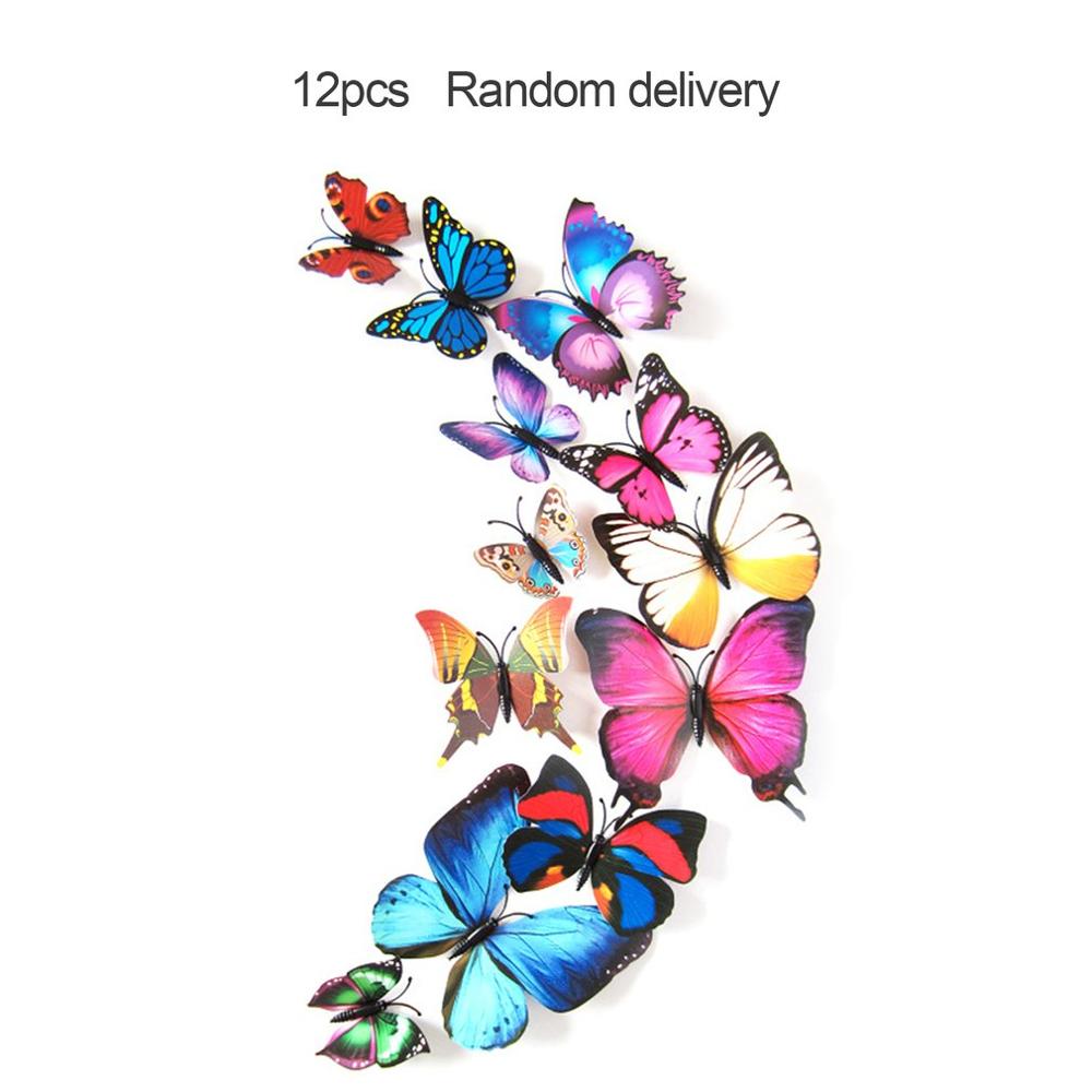 12 Uds PVC 3d mariposa decoración de pared bonitas mariposas pared calcomanías artísticas decoración del hogar arte de pared de habitación: Rainbow