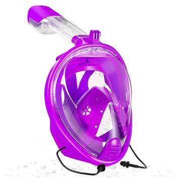 YaHey máscara de natación de cara completa vista Anti-niebla Snorkel máscara para buceo equipo subacuático Snorkel para GoPro Compatible: Purple / L / XL