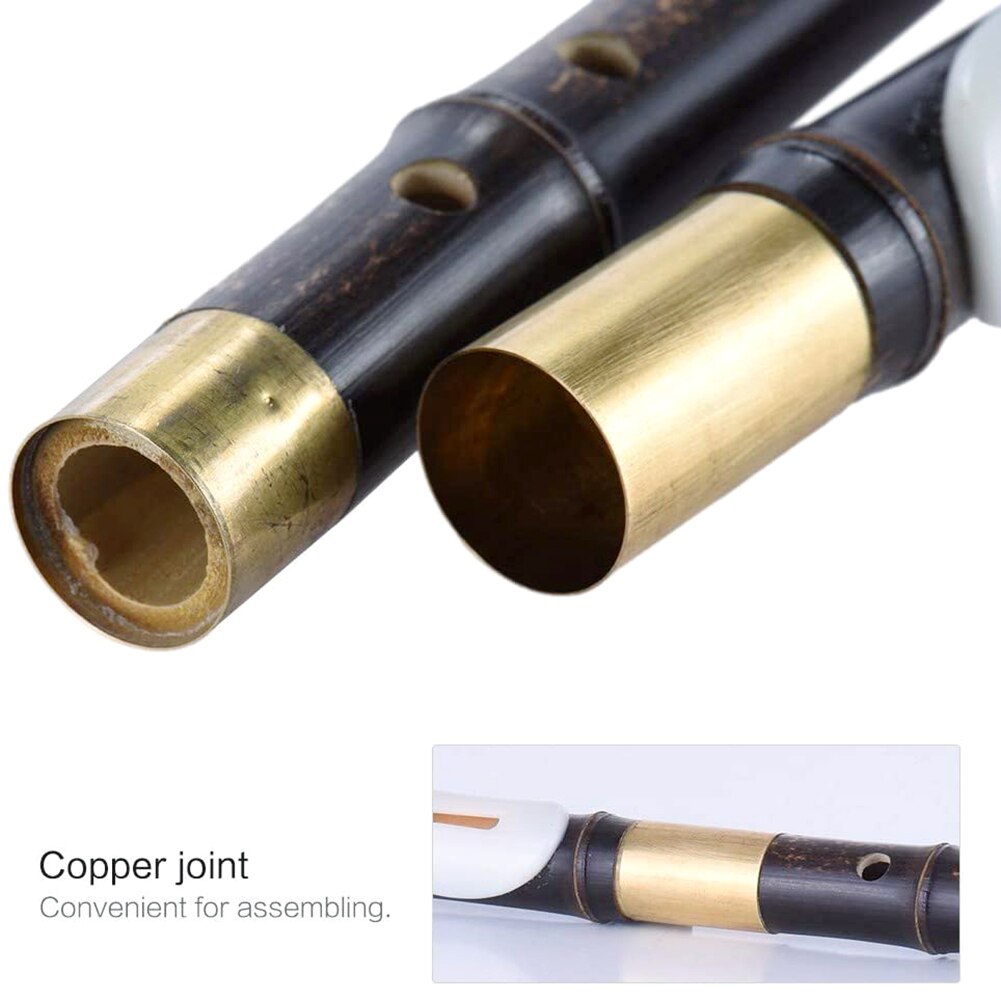 Detachable Natural Black Bamboo Bawu Flute Tube Chinese Ethnic Wind Instrument for Beginners Music Lovers GTune