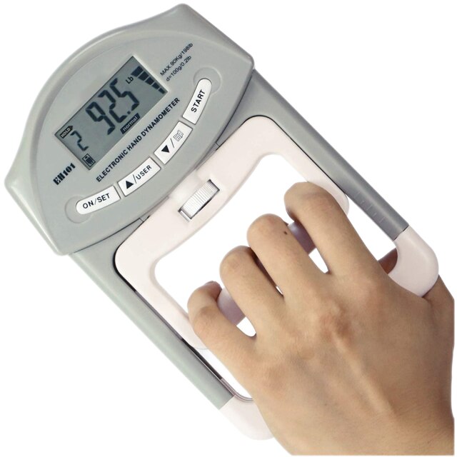90kg/198lbs Electronic Digital Hand Dynamometer Auto Capturing Power Counting Gripper Hand Grips Strengthener Measurement Meter: gray with box