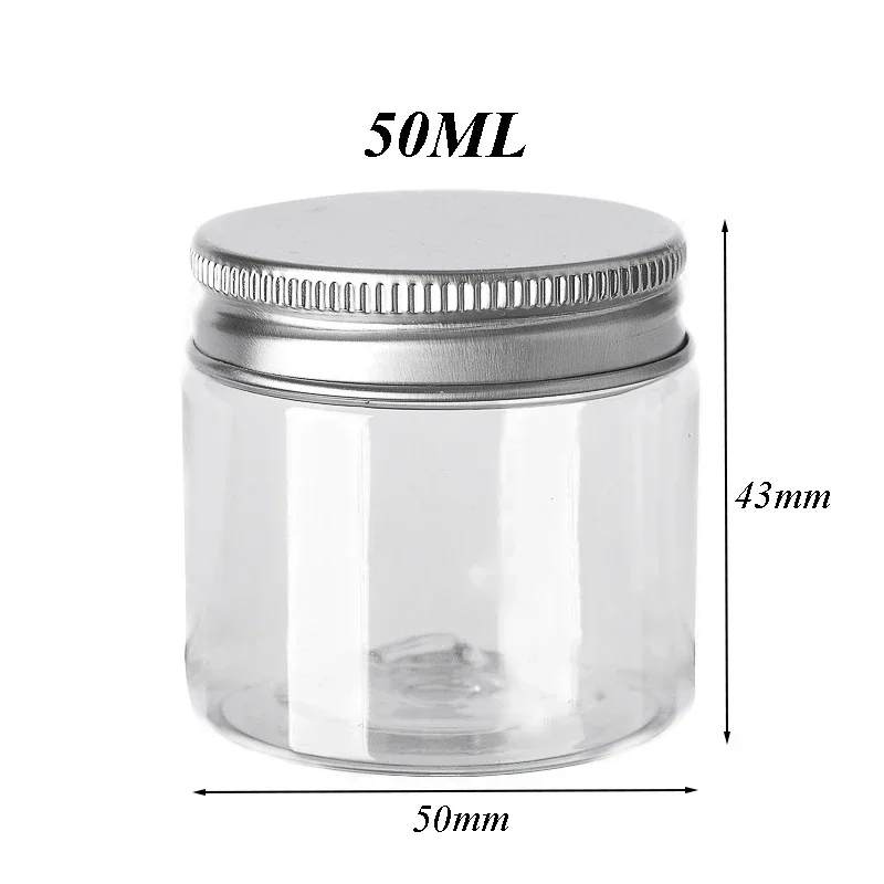 10Pcs Storage Jars Clear Aluminum Cap Empty Cosmetic Food Containers Travel Bottle Round Clear Plastic Jar Face Cream Sample Pot: green